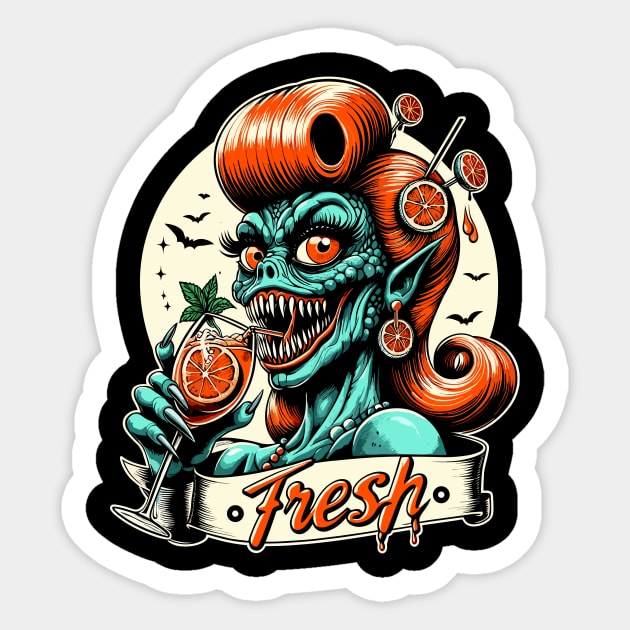 Aperol Spritz Fresh Monster Lady Sticker by ravensart